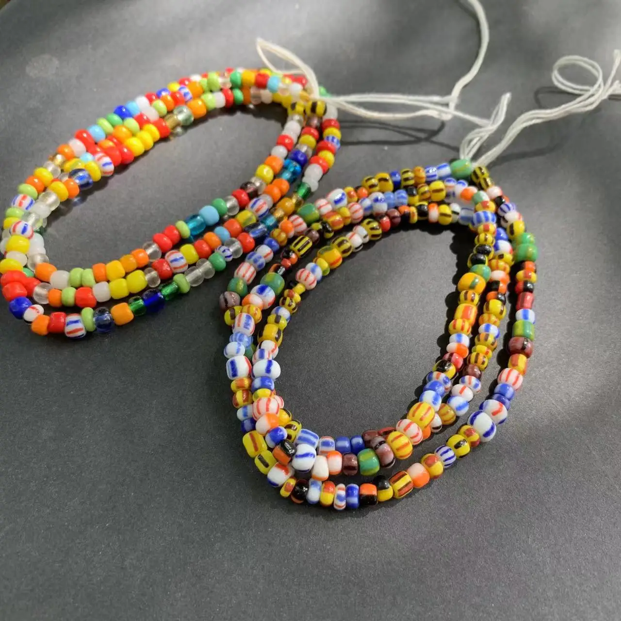 Multi-color Beads Women Necklace Natural African Old Glass Rainbow Glass Beads Choker Jewelry Gifts