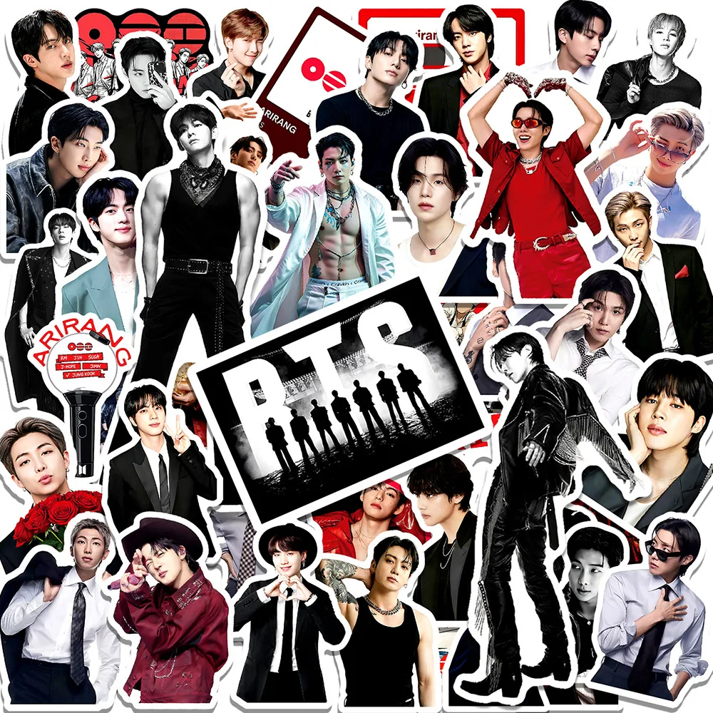 50Pcs BTS Album Themed Stickers K-pop Boy Group Waterproof Decals for Phone Case Laptop Scrapbooking Fans Collectible Gift