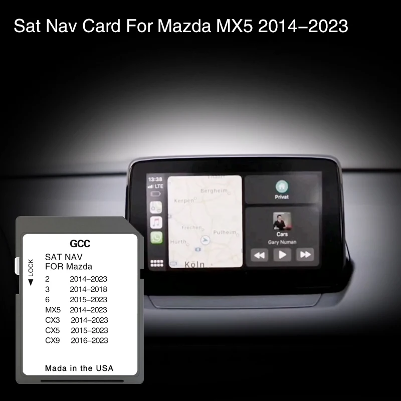 

Для Mazda MX5 из 2014–2023 Sat Nav Sd Karte Навигационный чехол Country GCC Ближний Восток Кувейт Египет Бахрин Джордан Оман