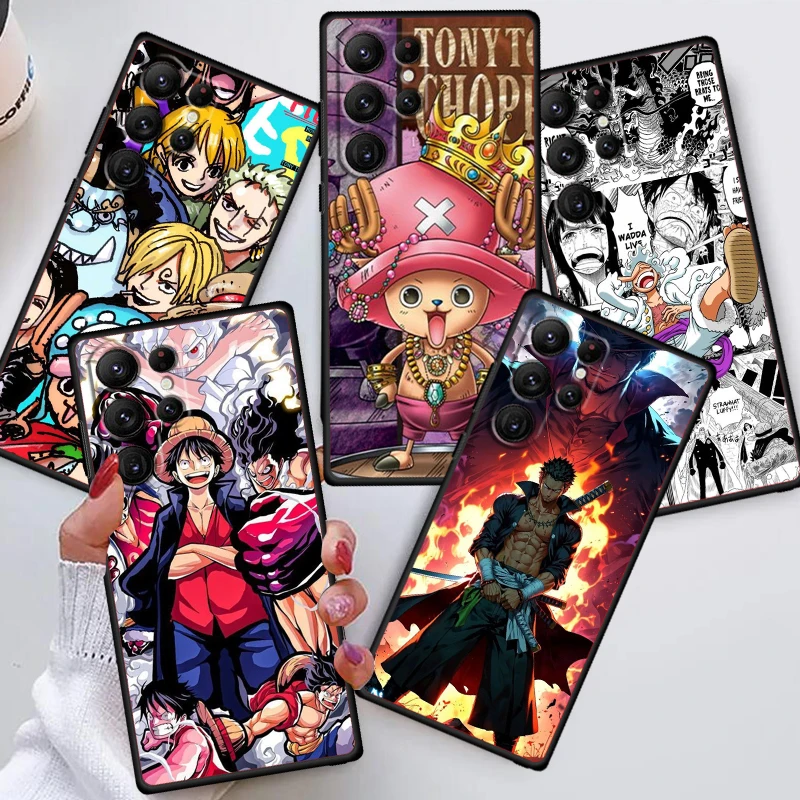 O-Ones P-Pieces Anime Art For Samsung Galaxy S24 S23 S22 S21 S20 FE S10 S10E Plus Ultra Pro Lite 5G Black TPU Phone Case