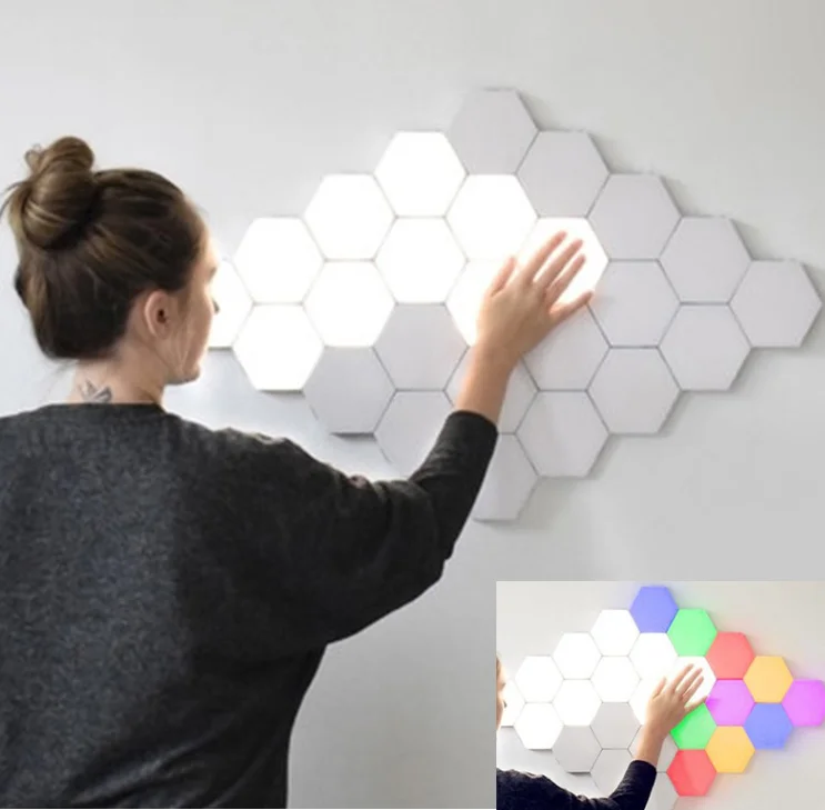 

Quantum Light Touch Sensor Night Lights LED Hexagon Light Magnetic Modular touch Wall Lamp Creative Home Decor Color Night lamp