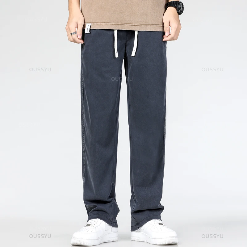 جينز Lyocell للرجال ، أربعة مواسم ، كاجوال ، مرن ، بنطلون جينز ، علامة تجارية للرجال ، فضفاض ، مستقيم ، حجم كبير ، عرض عصري