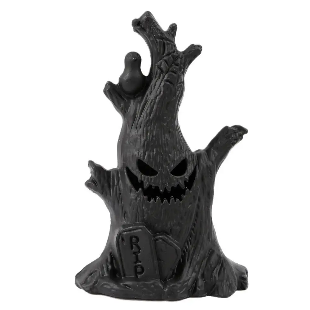 LED Glowing Ghost Face Candle Safety Handmade Halloween Ghost Tree Lantern Electronic Ghost Tree Stumps Candle Holiday Decor