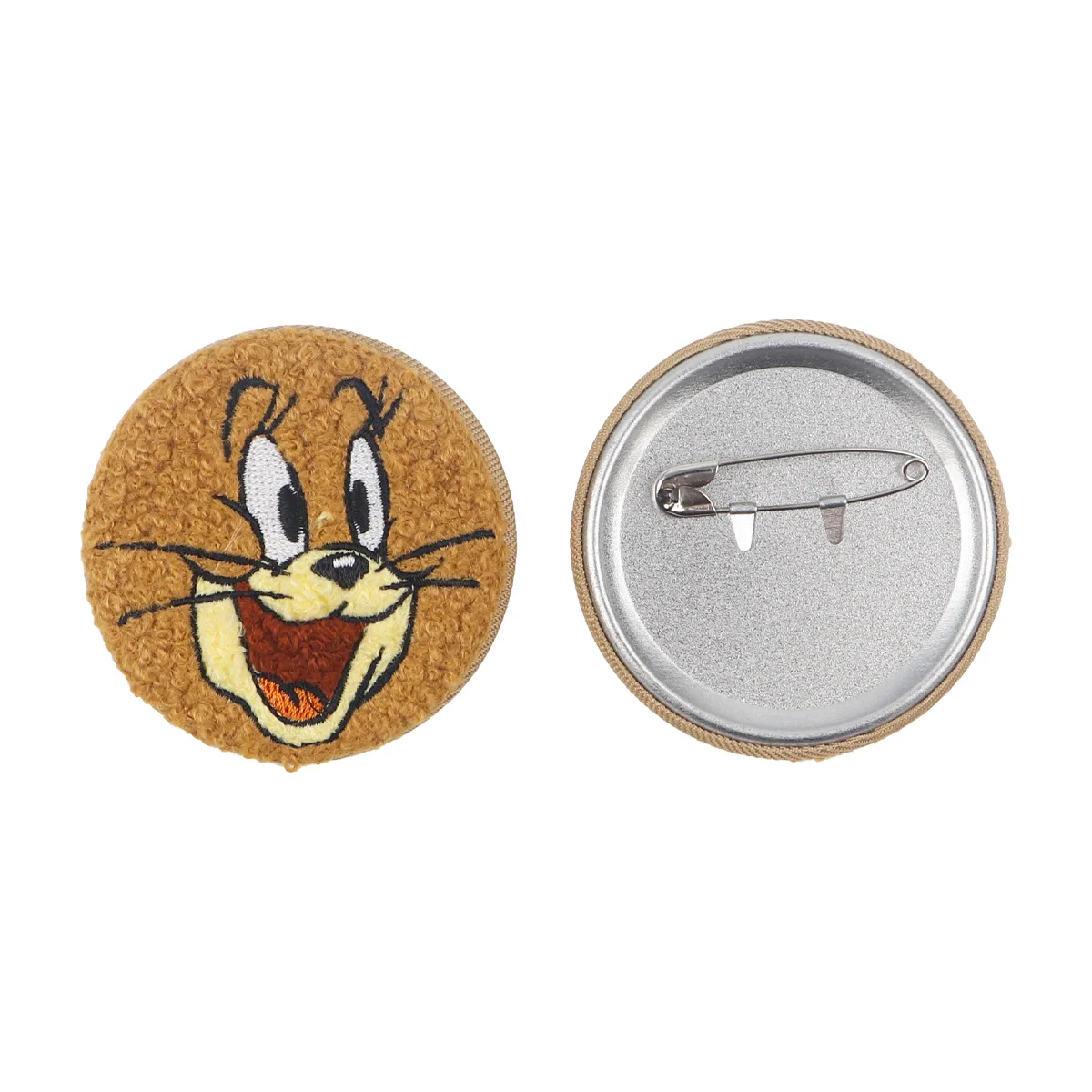 Cartoon Cat and Mouse Button Pins Tinplate Brooch Towel Embroidery Lapel Badges for Clothes Backpacks Briefcase Accessories Gift