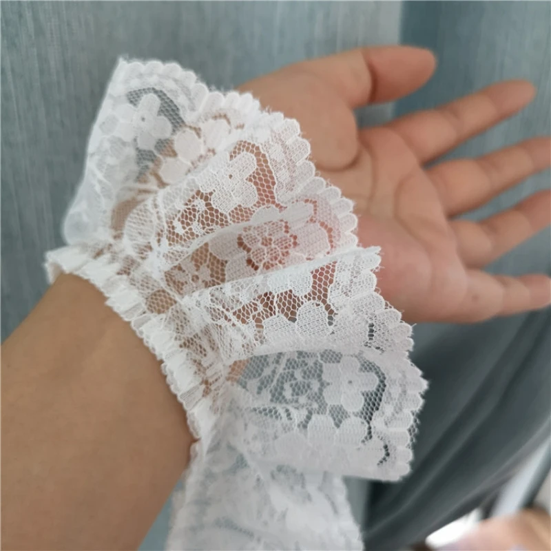 5.5CM Wide HOT Embroidery White Black 3D Flower Lace FabricTrim Ribbon DIY Sewing Applique Collar Dress Wedding Guipure Decor