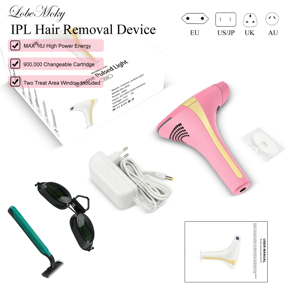 Lobemoky Ipl Hair Removal Device Permanent Facial Laser Epilator For Men And Women Facial Bikini Line Armpits Light Epilator