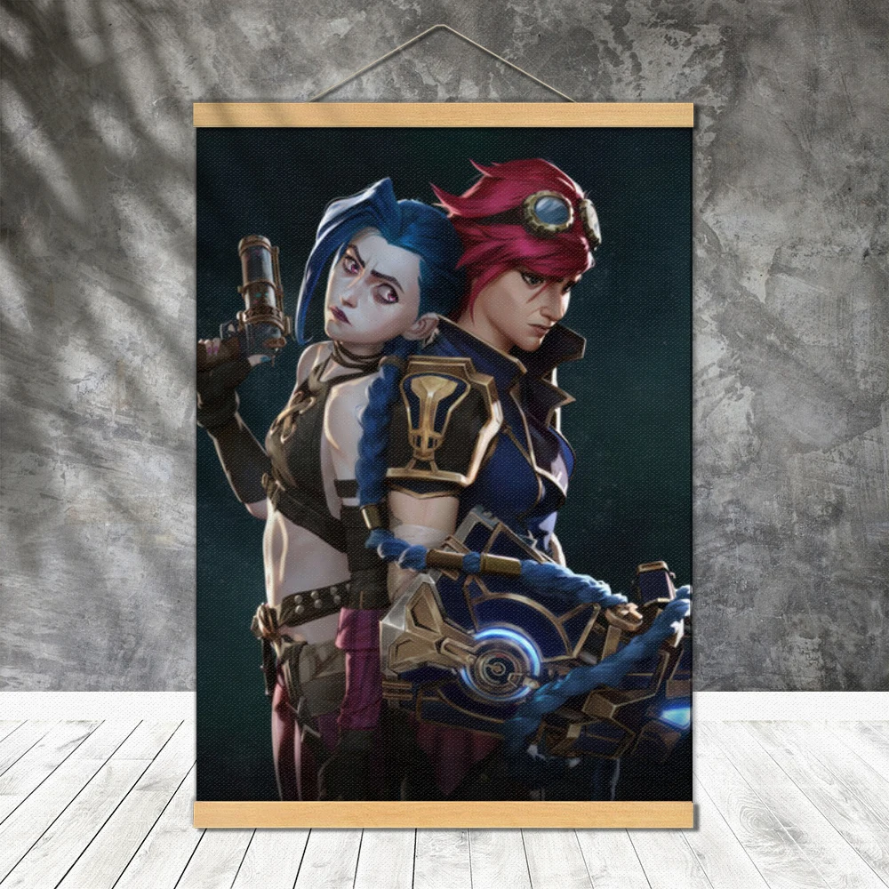 Arcane Season 2 Jinx  & Vi Posters Painting Decor Scroll Digital Canvas Unframed Decorative Tapestry