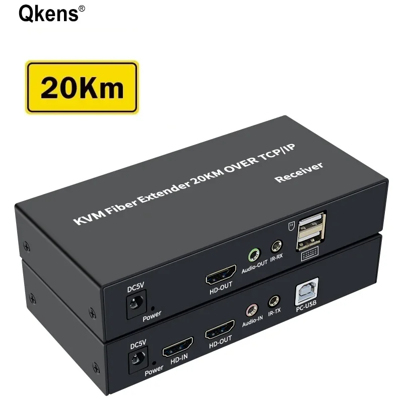 

20Km HDMI KVM Fiber Extender Transceiver via SC Fiber Cable Video Transmitter and Receiver Converter with 3.5mm Audio Extractor