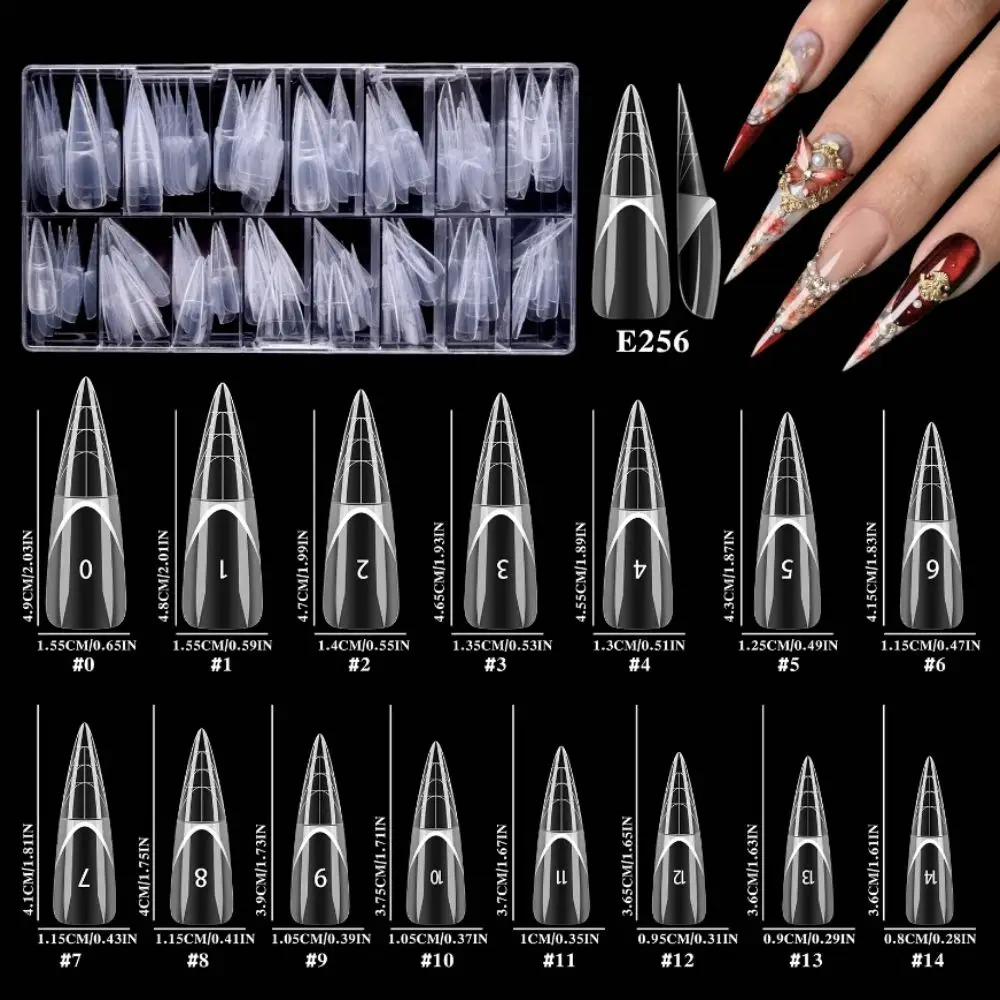 

150Pcs Transparent False Nail 15 Sizes Full Cover Artificial Nails Tips Quick Building Smart French Line Nail Extension Form