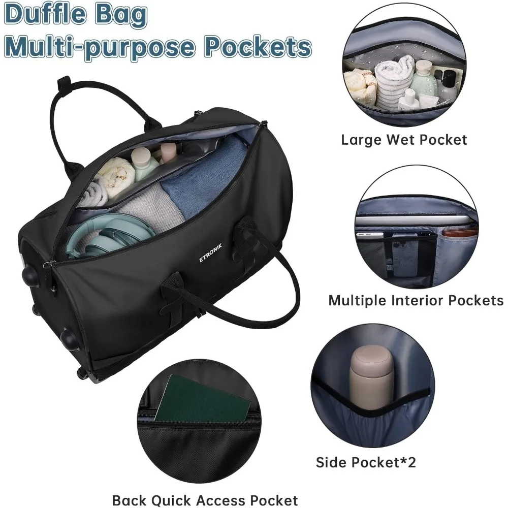 حقيبة نسائية كبيرة الحجم مقاس 23 بوصة مع حجرة للأحذية - حقيبة حمل مثالية للسفر مع حقيبة يد #5