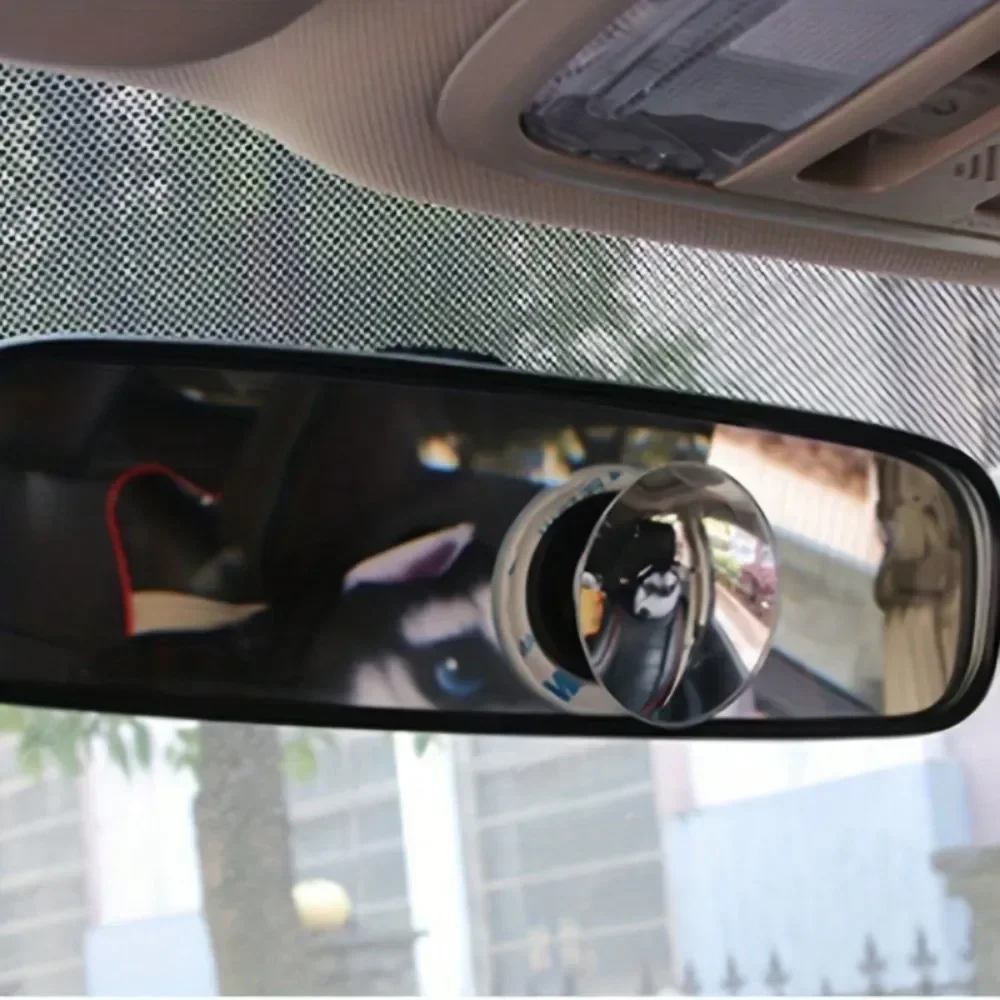 2Pcs Round Frame Convex Blind Spot Mirror Safety Driving Wide Angle 360 Degree Adjustable Clear Rearview Mirror
