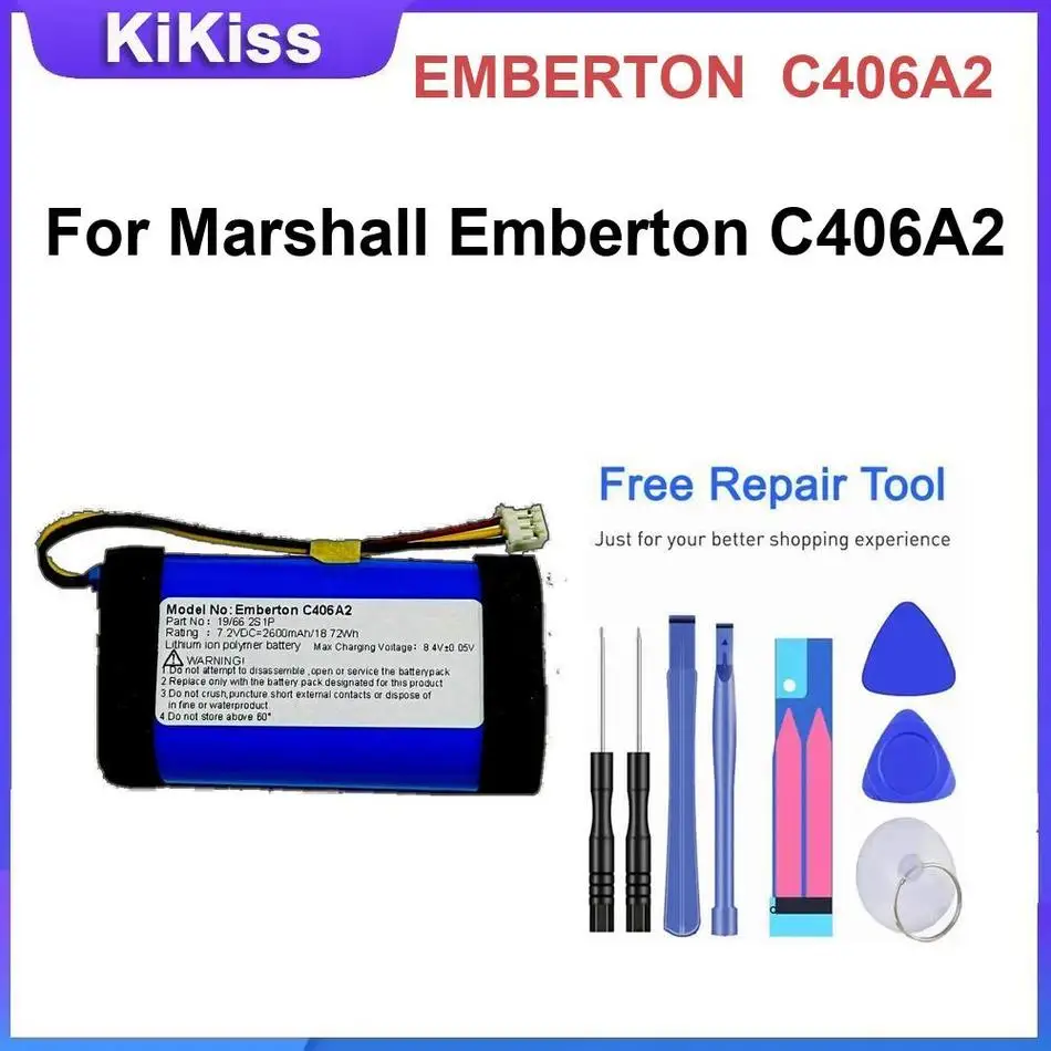 Bateria de substituição EMBERTON C406A2 para alto-falante portátil Marshall Emberton