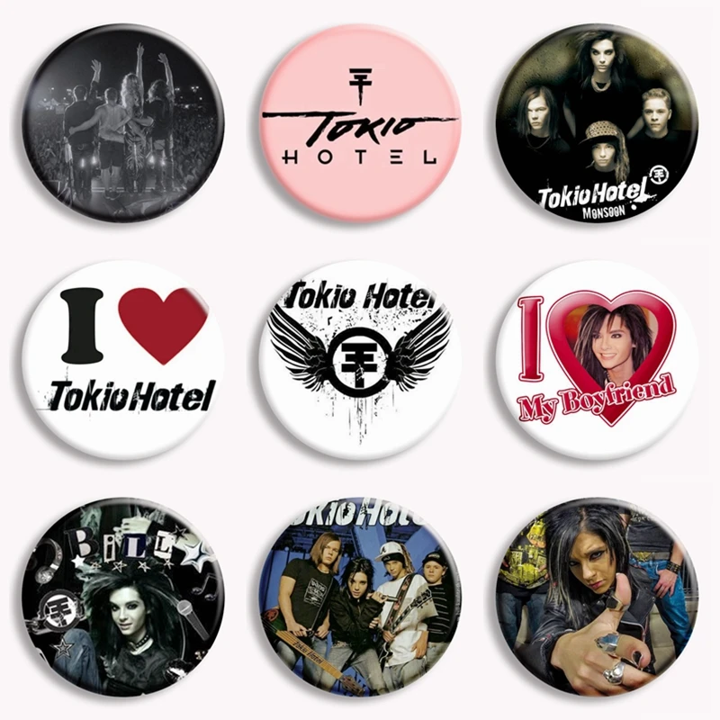 58mm German Rock Band Tom Bill Kaulitz I Love Tokio Hotel Button Pin Punk Rock Roll Team Brooch Badge Bag Decor Fans Collect