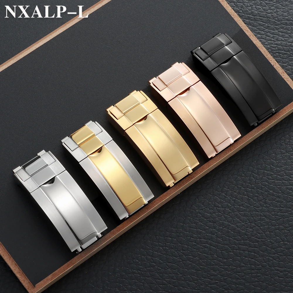 Fecho de pulseira de relógio de aço inoxidável, 9mm x 16mm, para rolex water ghost submariner gmt master daytona, botão, fivela de metal sólido 9mm x 18mm