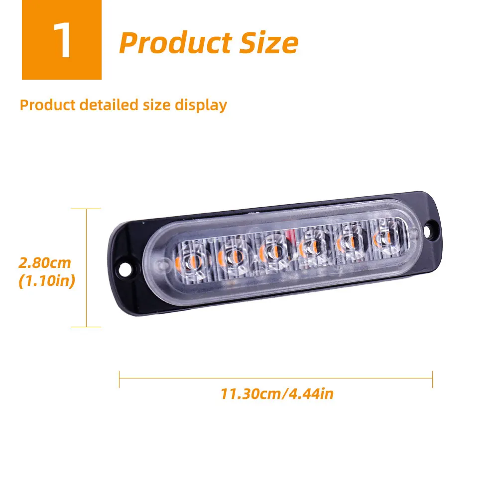 Feux de remorque à 6LED en iode, indicateur latéral de camion, barre lumineuse de dysfonctionnement de calandre de voiture, SUV, moto, balise de