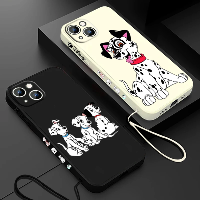 101 Dalmatians Dog Phone Case For Apple iPhone 15 14 13 12 11 Pro Max Plus 8 7 SE Liquid Left Rope Capa Cover