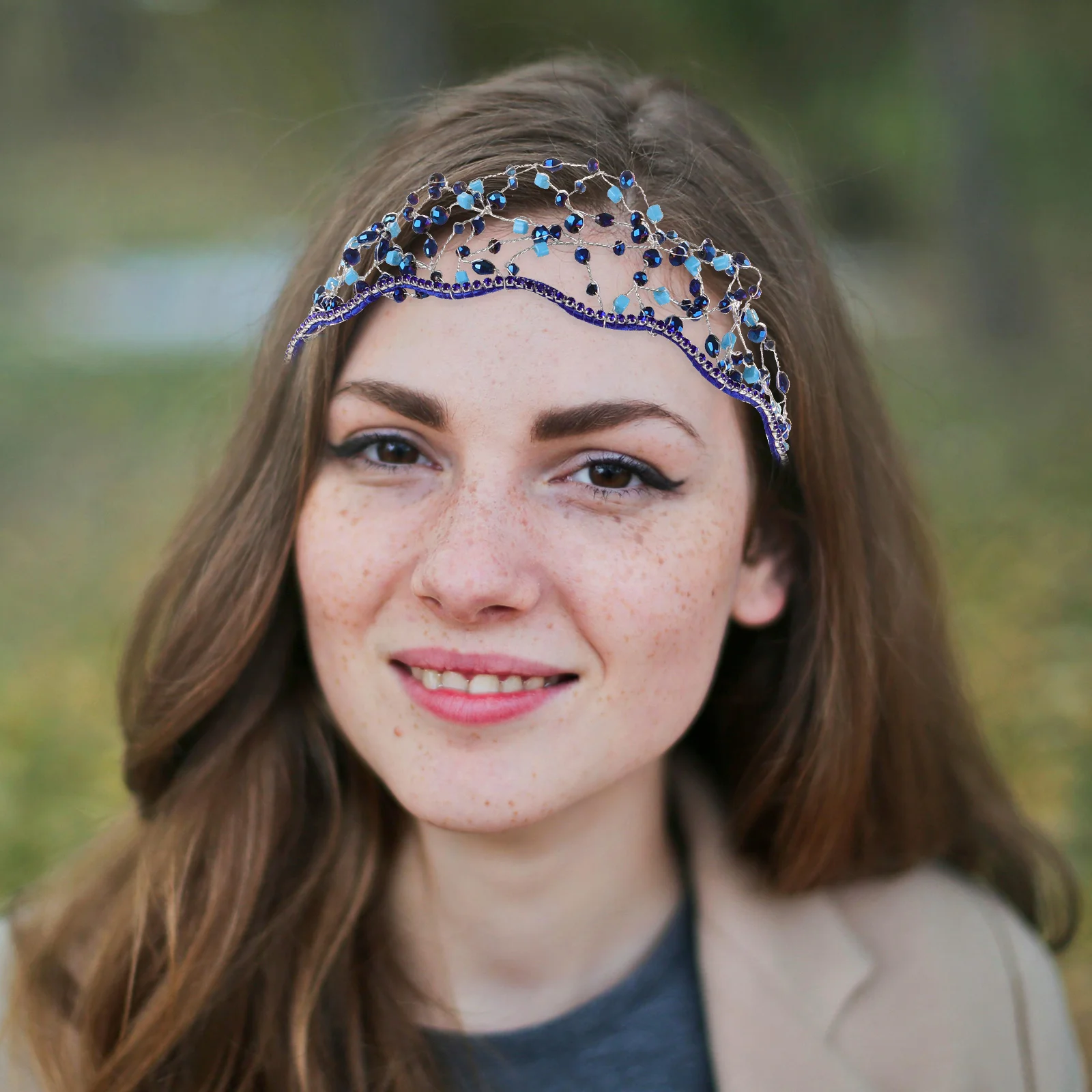 

1pc Bridal Headpiece Hair Accessories Women Tiara with Artificial Diamonds Elegant Decorate Wedding Show Performance Headwear