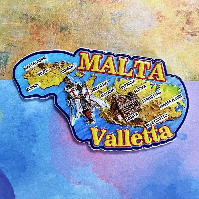 

Malta Valletta Tourist Souvenir Creative Warrior Map 3D Decoration3dPainted Refrigerator Magnet