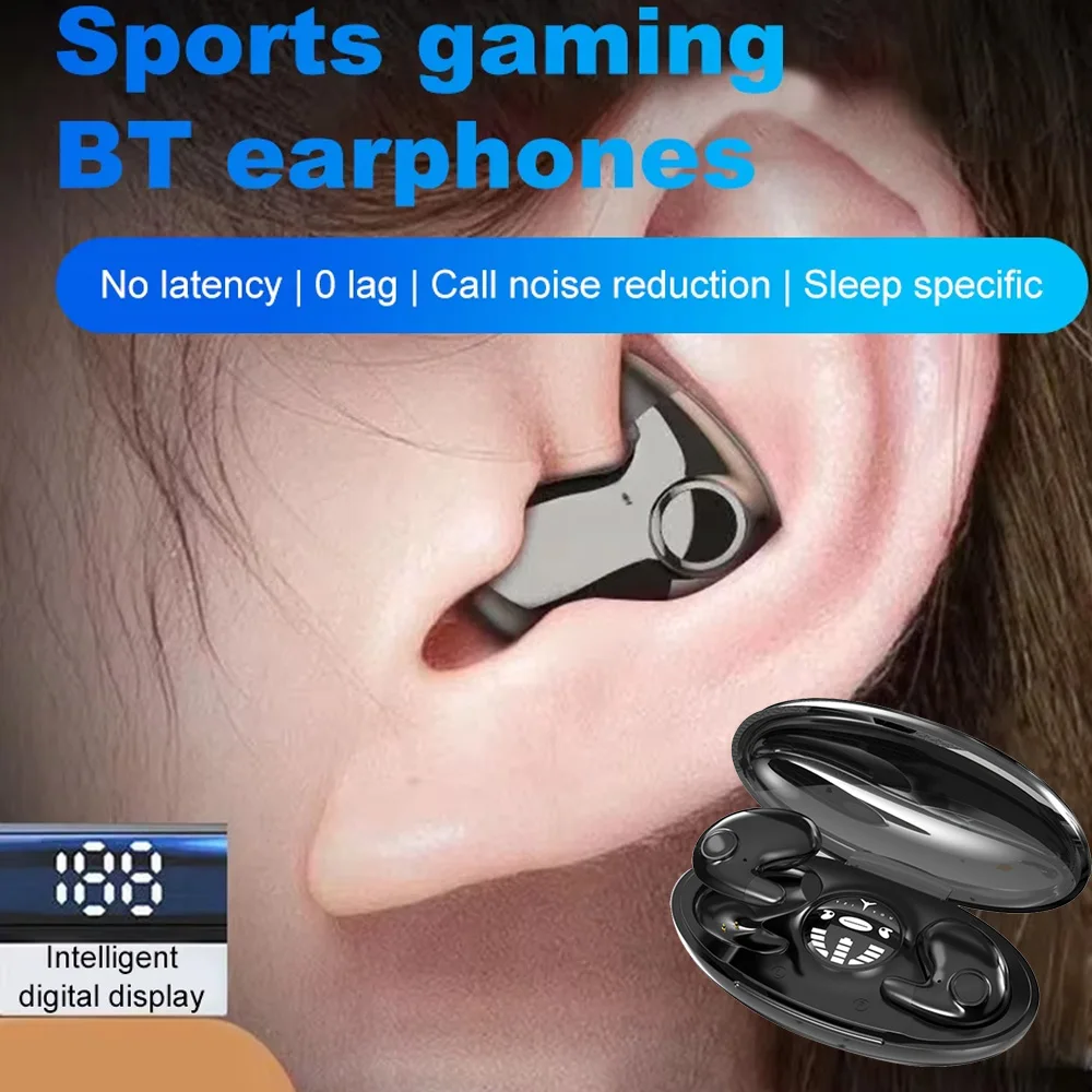 Mini Invisible Sleep Wireless Earphone TWS Bluetooth 5.3 Mini Hidden Headphones IPX5 Waterproof Noise Reduction Sports Earbuds