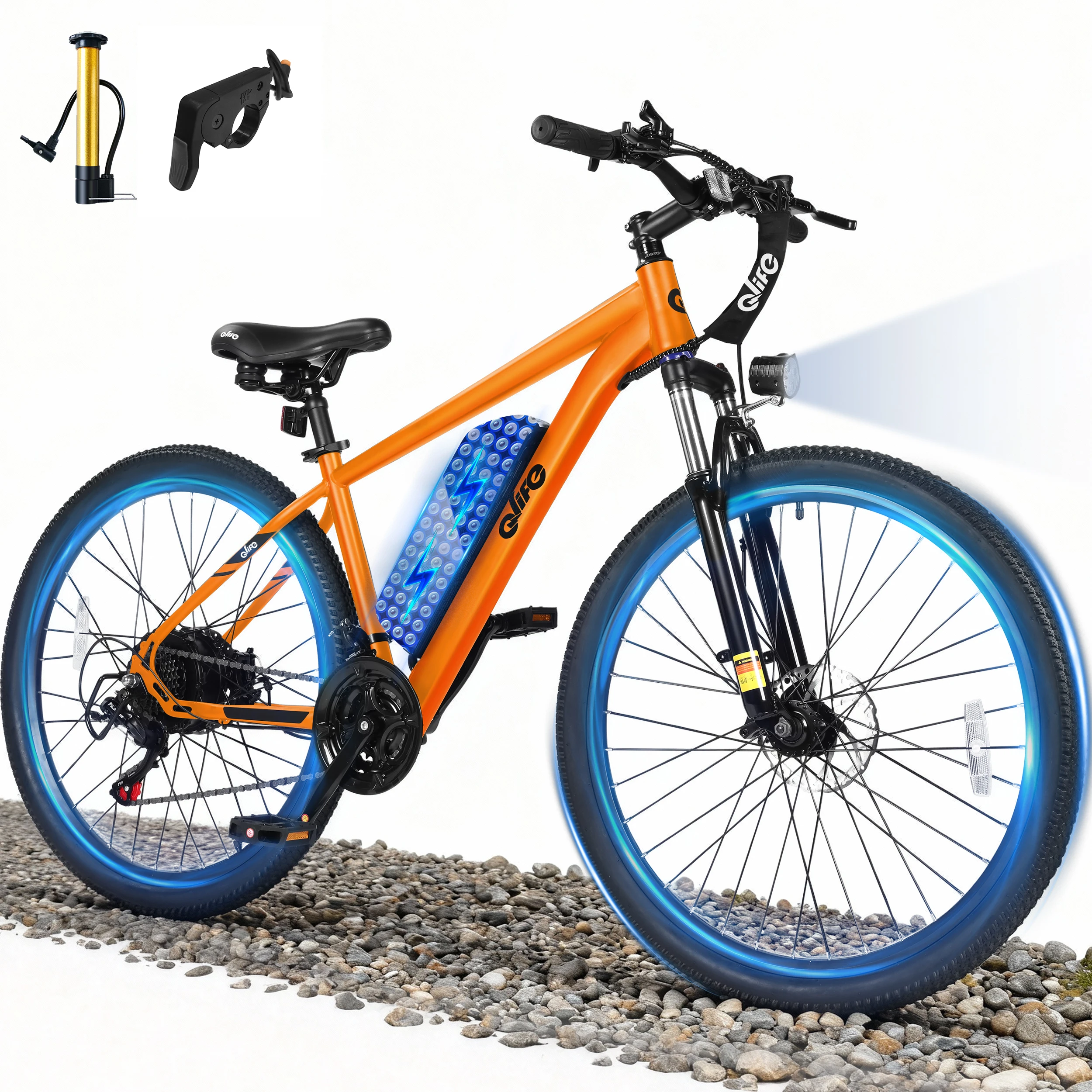 Qlife Race Electric Bike for Adults, Peak 1000W 48V 375Wh Removable Battery,  26" Tire Electric Mountain Bike, 21-Speed Off-road Electric Bicycle, 25MPH 40 Miles