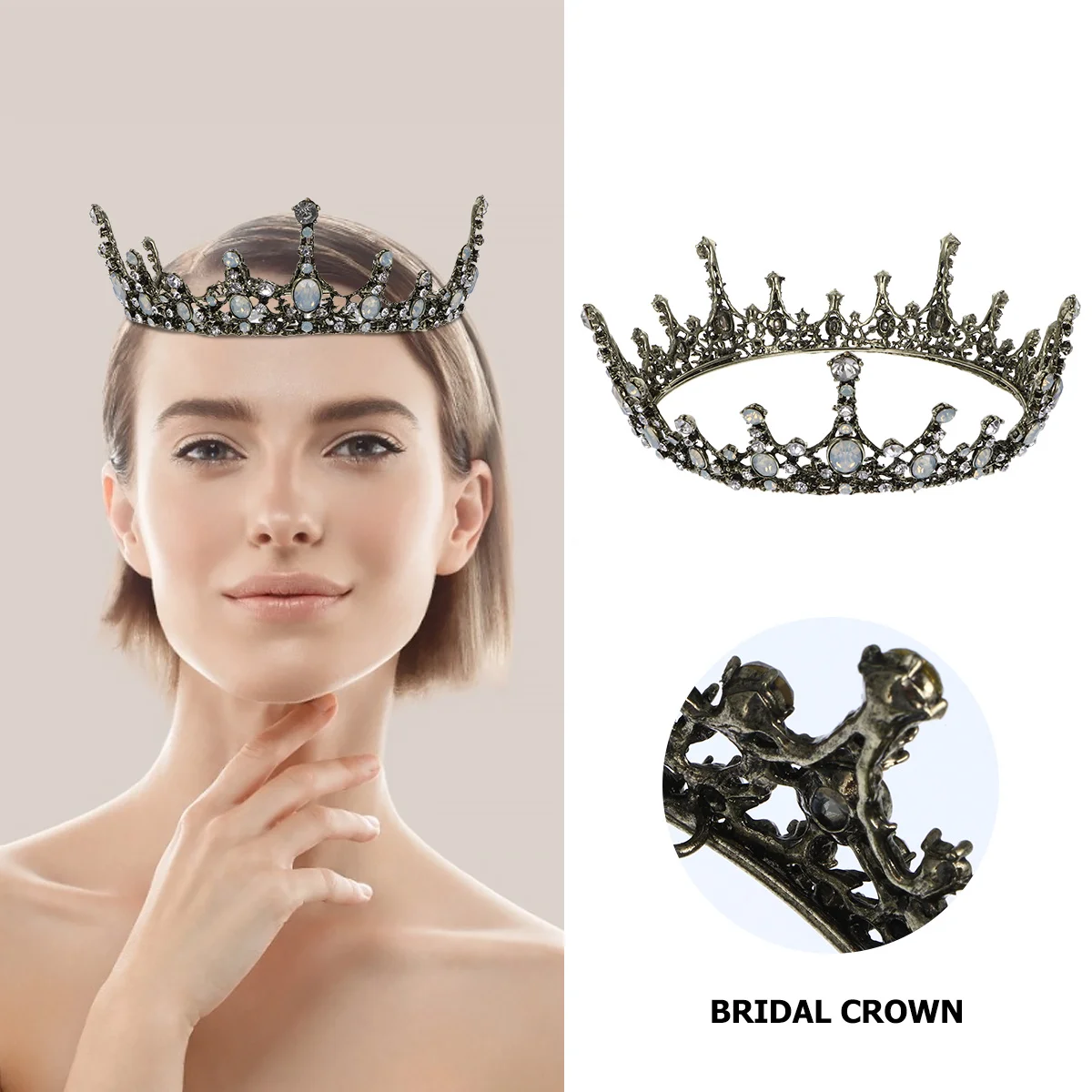 

Свадебная корона в стиле барокко, из сплава с кристаллами, свадебный головной убор, украшение для волос, женская корона, роскошный аксессуар для свадебной вечеринки