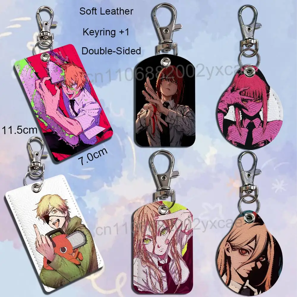 Denji Power Makima Chainsaw Man Card Holder With Keychain Executive Protection For Bank Credit Subway Bus Case