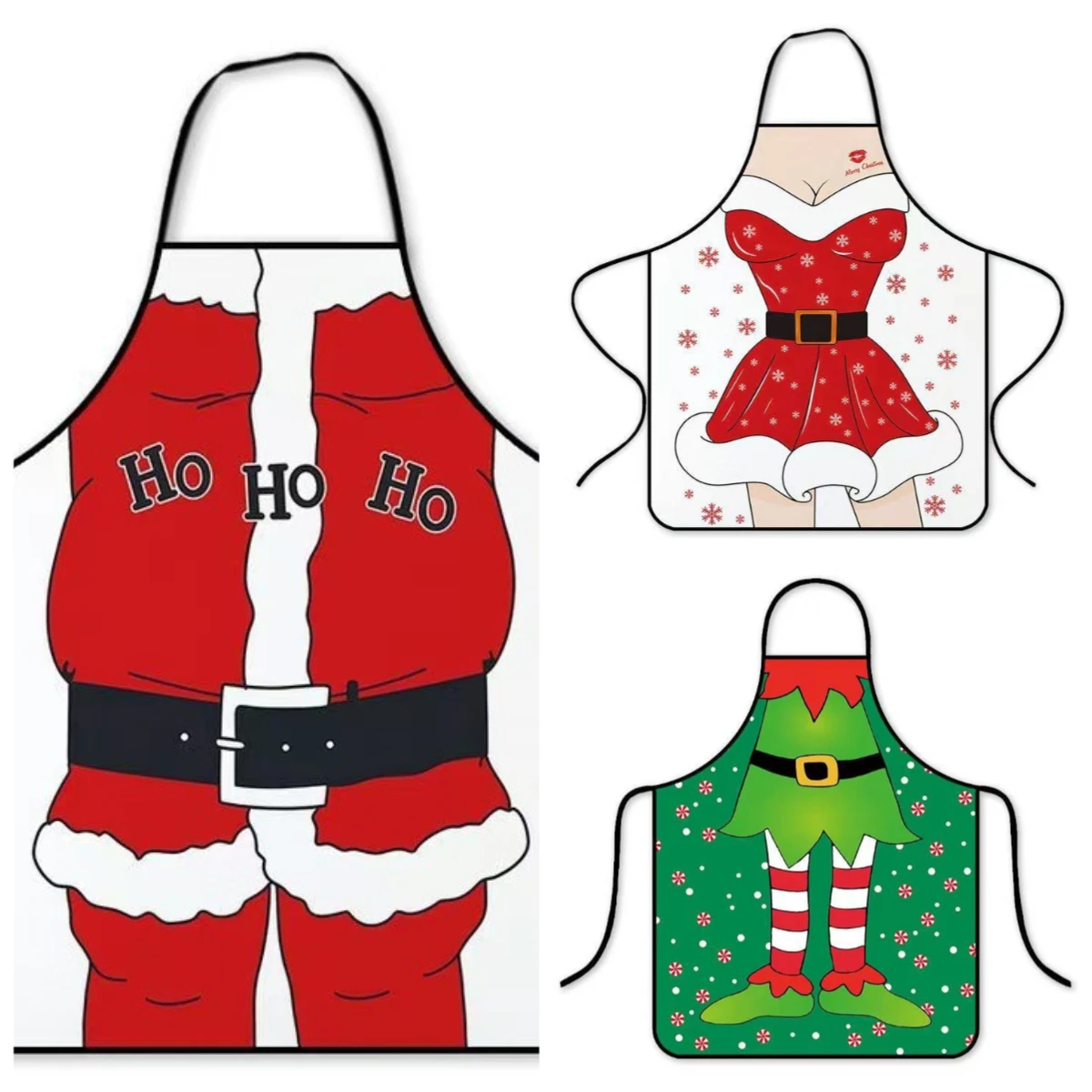 2025 New non-woven fabric Christmas Santa Claus apron, oil-resistant Christmas gift, kitchen and dining room decoration
