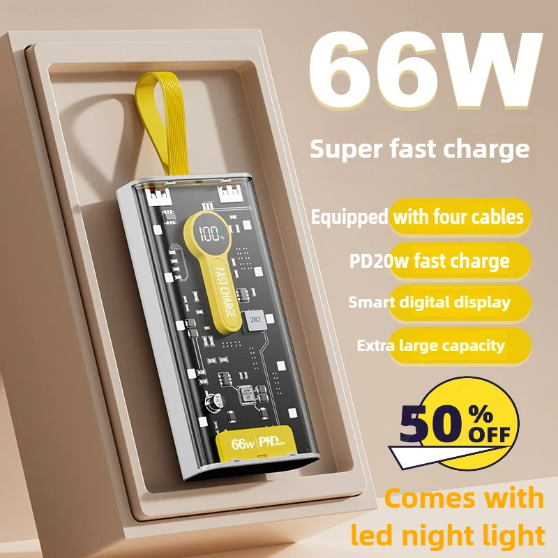 10000mAh 66W PD2 Fast-Charging Power Bank Large-Capacity Mobile Power Supply