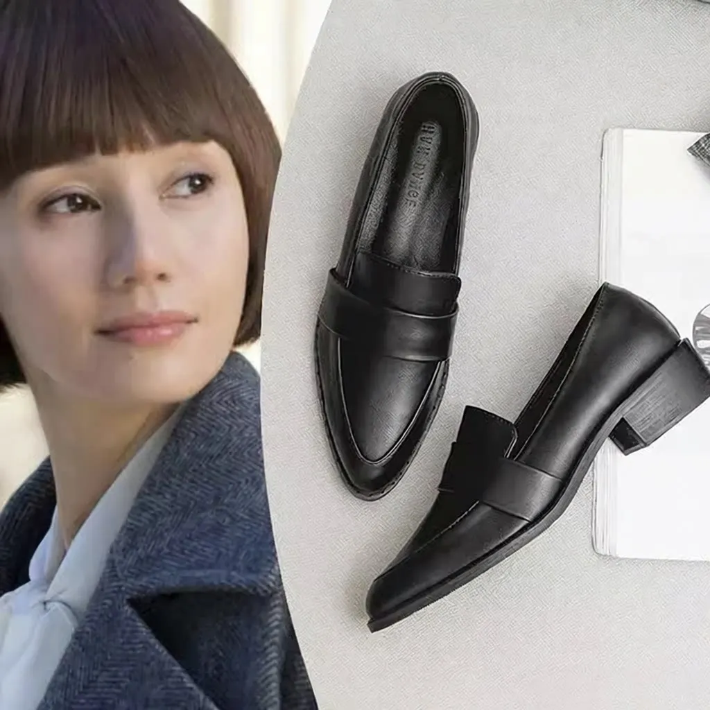 

Versatile Flat Bottom Oxford Shoes for Women Spring Autumn Pointed Toe Comfortable All Match British Style Leather Shoes