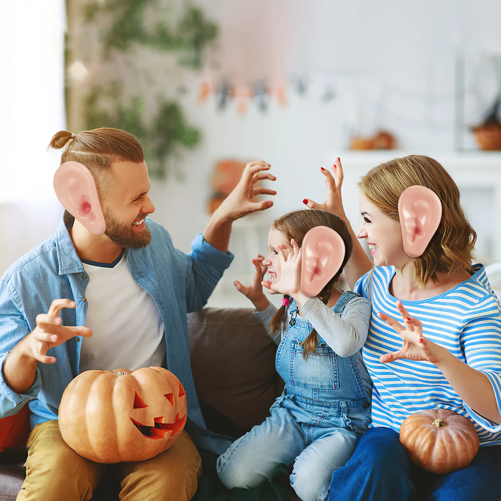 

1Pair Cosplay Pig Ears Halloween Decor Accessory for Face Door Wall Festive Mysterious Party Anniversary Decoration