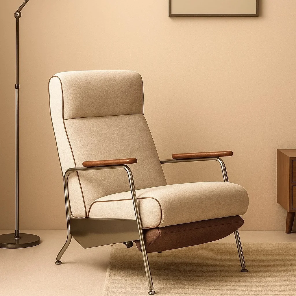 Recliner Chair Chenille Fabric Stainless Steel Frame Solid Wood Armrest Self Weight No Plug Reclining For Home Furnishing