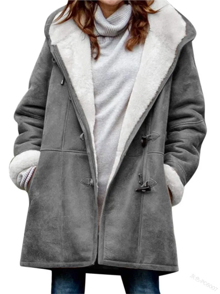 Women Casual Coat Fashion Hooded Long Sleeve Button Coats Tops For Female Solid Holiday Streetwear Women's Clothing Winter New