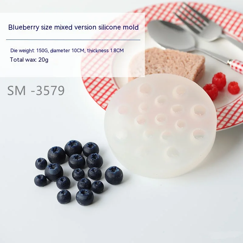 Raspberry and Blueberry Moulds for Making Chocolate Candy Cake Decorative Candle Soap Embedding Silicone Resin Mold(Transparent)