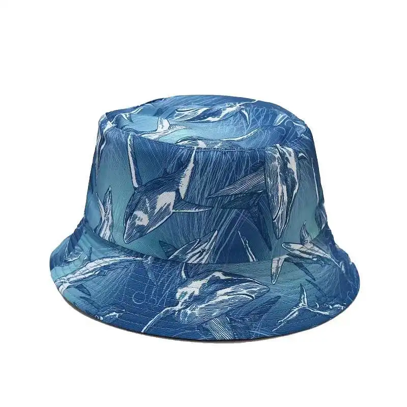 Doppelseitiger Fischerhut mit Ozean-Aufdruck für Männer/Frauen, atmungsaktive Fischermütze für Strand, Reisen und Outdoor, lässiger Hip-Hop – Detail 1