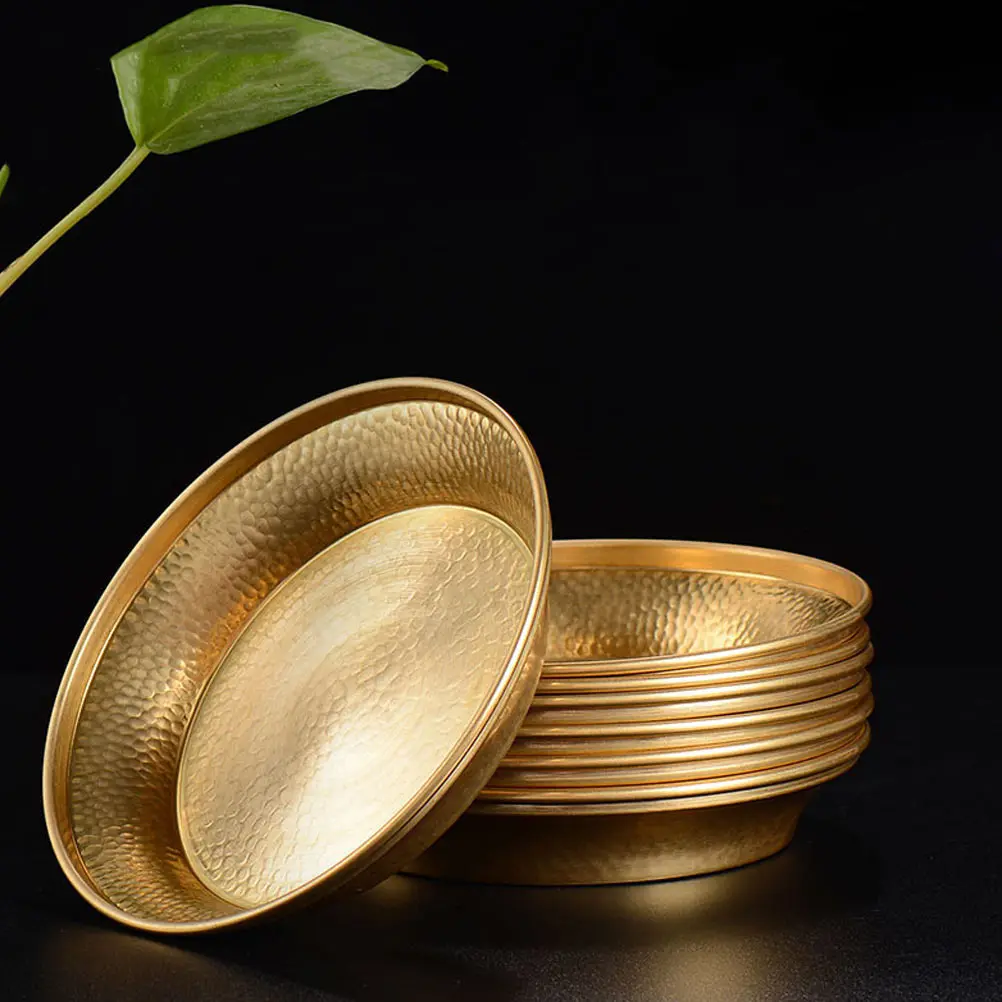 

Copper Tray Vintage Style Household Bowl For Temple Offering Decorative Fruit Plate Multi-Function Buddha Accessory