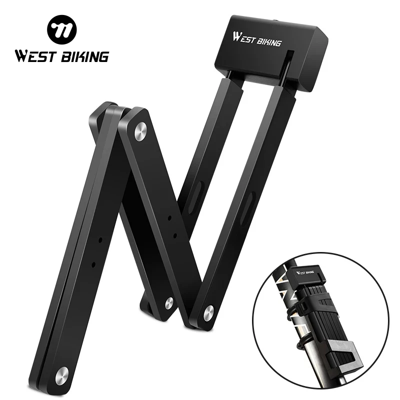 

WEST BIKING Bicycle Foldable Lock Alloy Steel Anti-theft Safety Lock E-Bike Motorcycle Key Password Lock Cycling Accessories