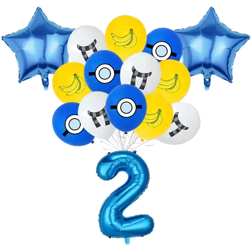 M&Miniones Geburtstagsballons, Partydekoration, gelbe Bananen-Teller, Becheraufsätze, Servietten, Tischdecke, Partyzubehör für Kinder, Babyparty – Detail 1