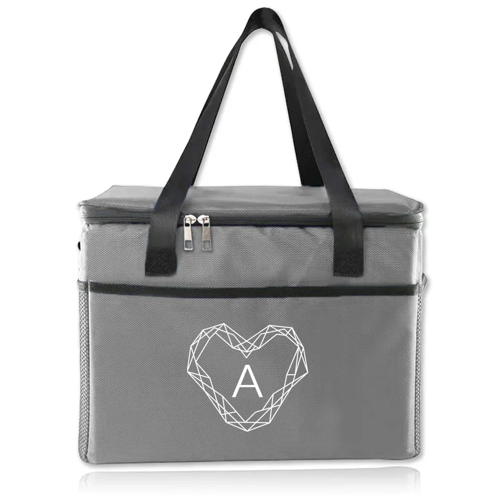 Bolsas térmicas, bolsa de almuerzo, bolsas con aislamiento térmico portátil, bolso sencillo de viaje al aire libre para hombres y mujeres, patrón de letras de diamante