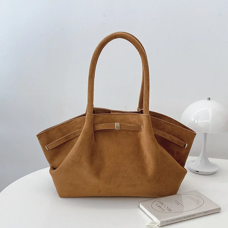

2025 New Suede Leather Underarm Shoulder Bag For Women Fashion Dumpling Handbag Design Commuter Crossbody Phone Tote Bags