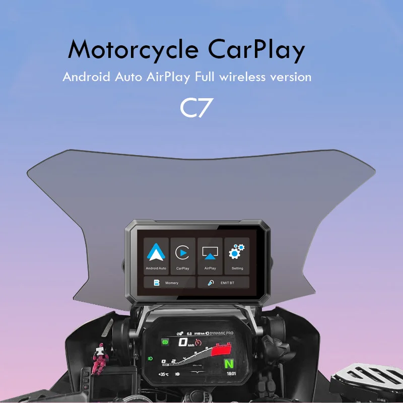 New 7-Inch Motorcycle GPS Navigator CarPlay Wireless Android Auto Mobile Phone Interconnection