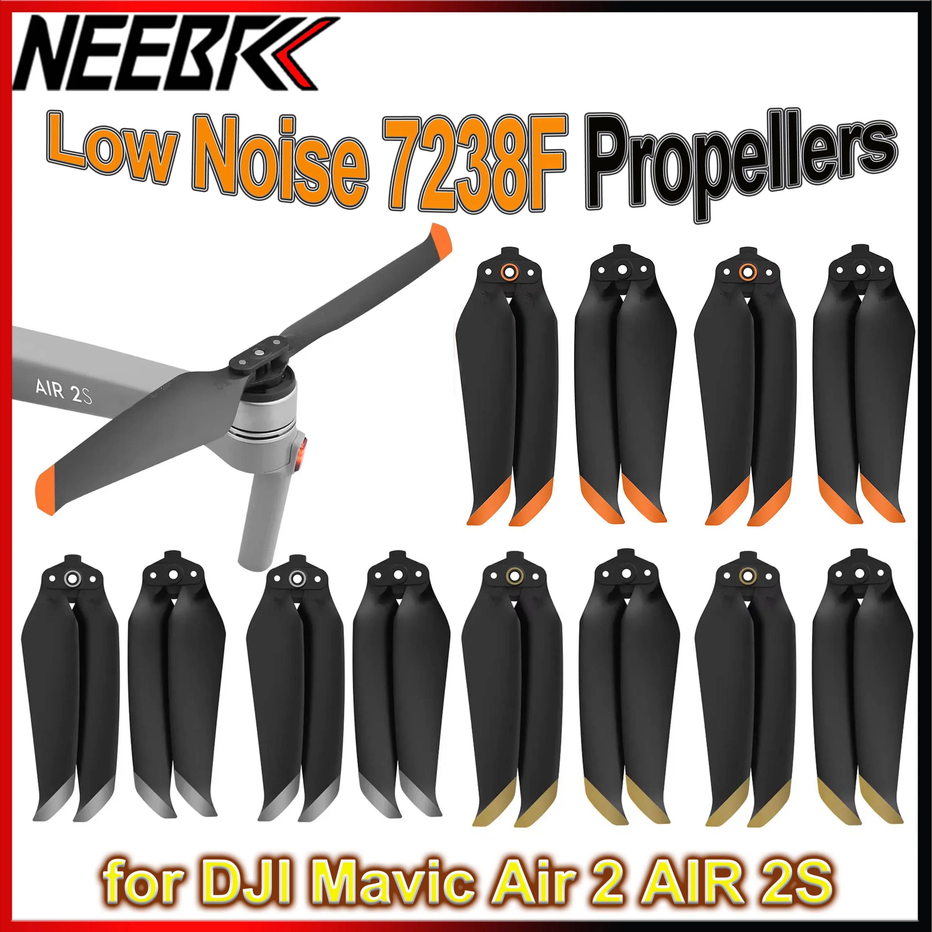 4PCS 7238F DJI Mavic Air 2 AIR 2S Low Noise Propellers 2 Blade for Wing Fan Quick Release Props Drone Replacement Accessories