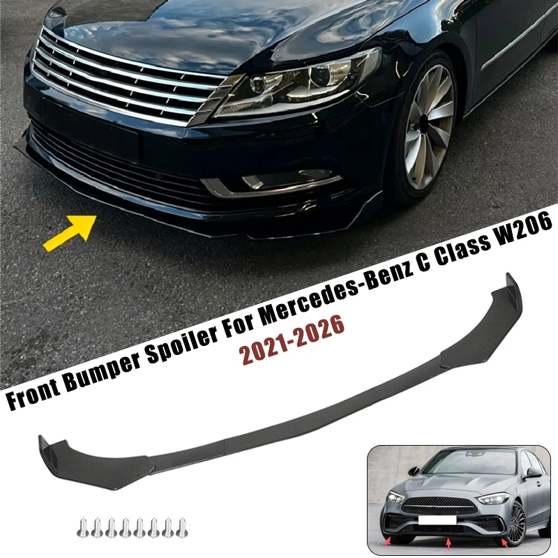 Sport Front Bumper Splitter Spoiler Lip For Mercedes-Benz C Class W206 2021-2026 5Pcs Adjustable Sectional Car Tuning Body Kit