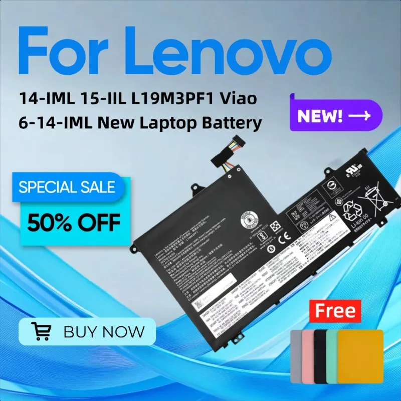 

For Lenovo ThinkBook 14-IML 15-IIL L19M3PF1 Viao 6-14-IML New Laptop Battery Give Away A Mouse Pad