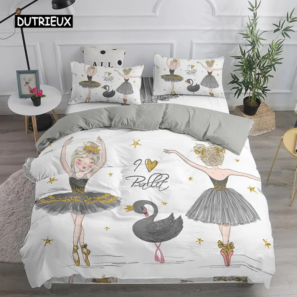 

Ballet Dancing Girls Duvet Cover Lovely Little Ballerinas Girl Bedding Set 135 Pink Quilt Cover Princess Bed Single HomeTextiles