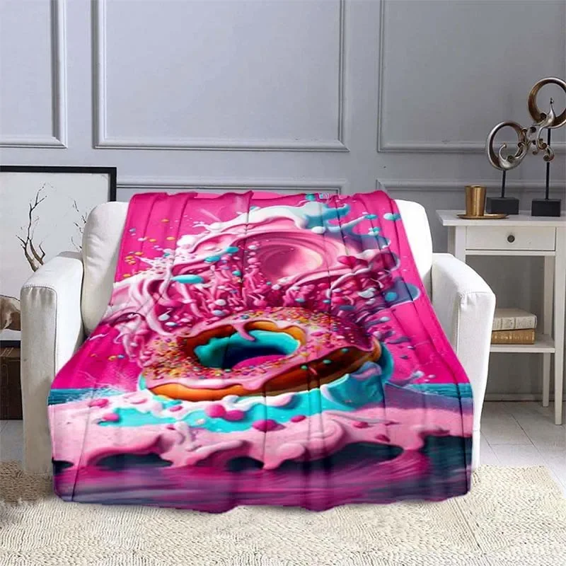 

Burger Pizza Ice Cream Blanket, Delicious Super Soft Cozy Fleece Blanket for Couch, Bed and Sofa, Cartoon