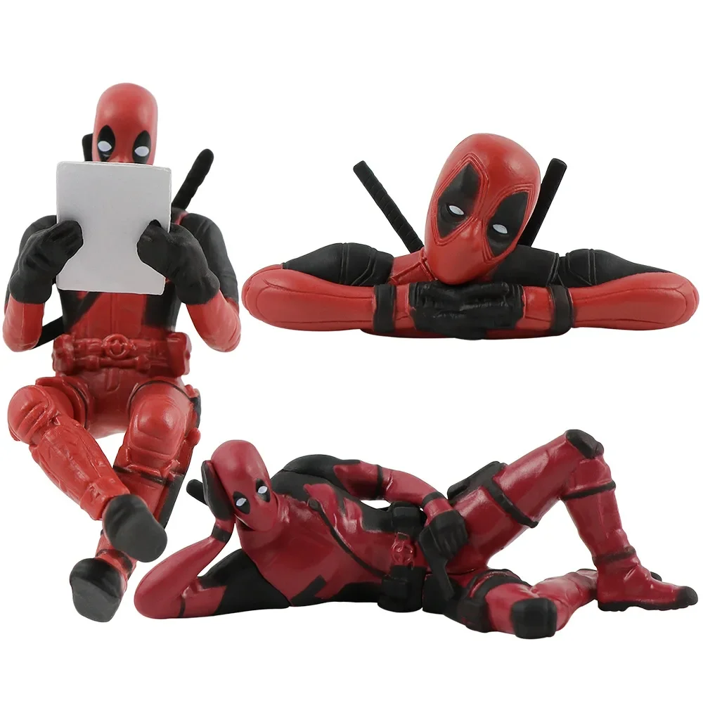 Anime Deadpool Q Versie 3 Handboek Deadpool Zittende Houding Liggend Animatie Model Tafeldecoratie Speelgoed Figuren Halloween Cadeau