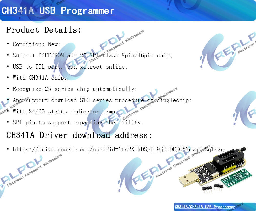CH341A 24 25 Serie EEPROM Flash BIOS USB-Programmierer mit Software & Treiber – Detail 1