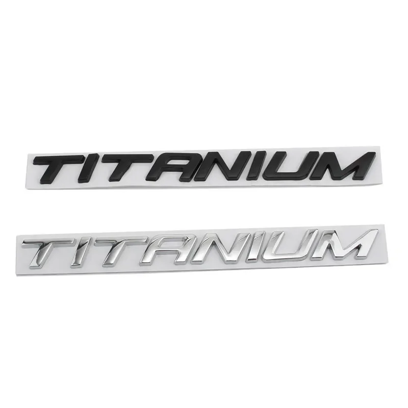 QA 3D Metal Car TITANIUM Letter Logo Decals Emblem Badge For Ford Escape Kuga Mondeo Ecosport Fiesta Focus2 3 Fusion Ranger Stic