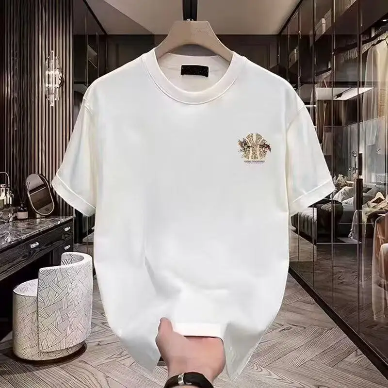 2026 pure cotton short sleeved T-shirt men's summer American high street ins trendy brand loose and trendy light luxury style