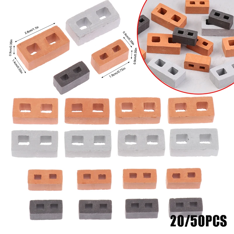 Blocs miniatures pour maison de poupée, 20/50 pièces, modèle 1/12, Micro paysage, Mini briques en béton, jouet, accessoires de Construction de Micro scène